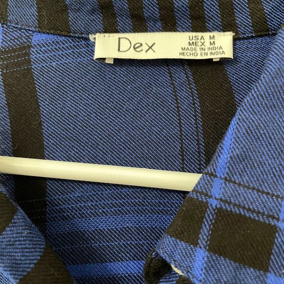 DEX Blue Flannel Button Up Shirt - Size Medium - Picture 2 of 3